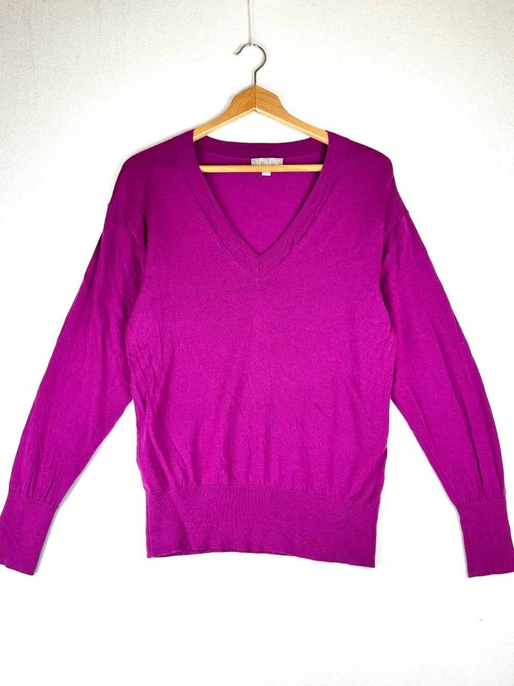 J Crew V Neck Sweater Magenta Preppy